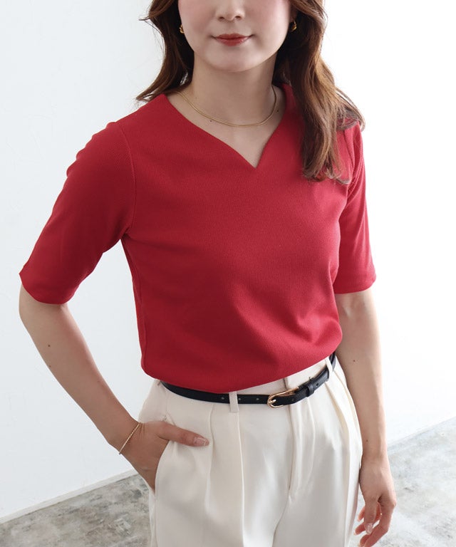 163cm / ピュアレッド / キーネック / M