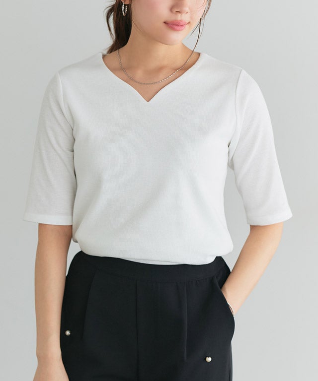 166cm / オフホワイト / キーネック / M