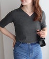 163cm / 杢チャコール / キーネック / M