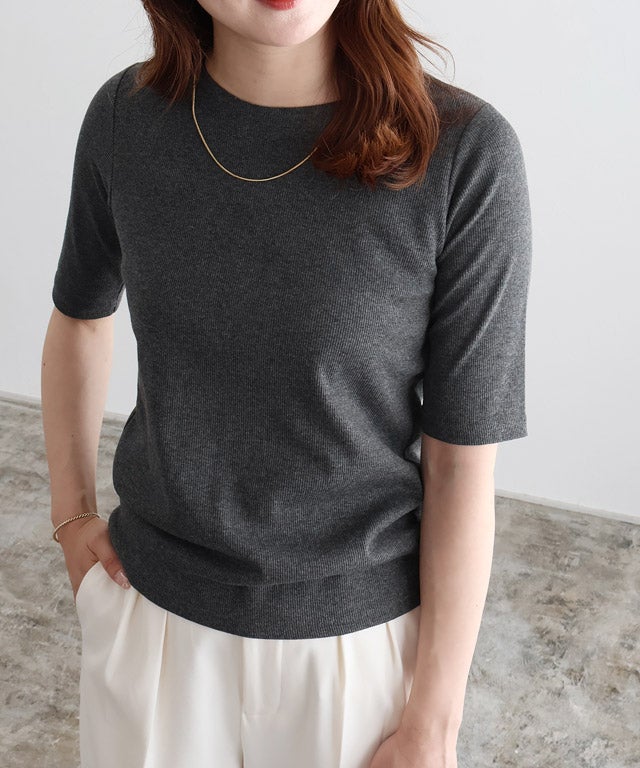 163cm / 杢チャコール / クルーネック / M