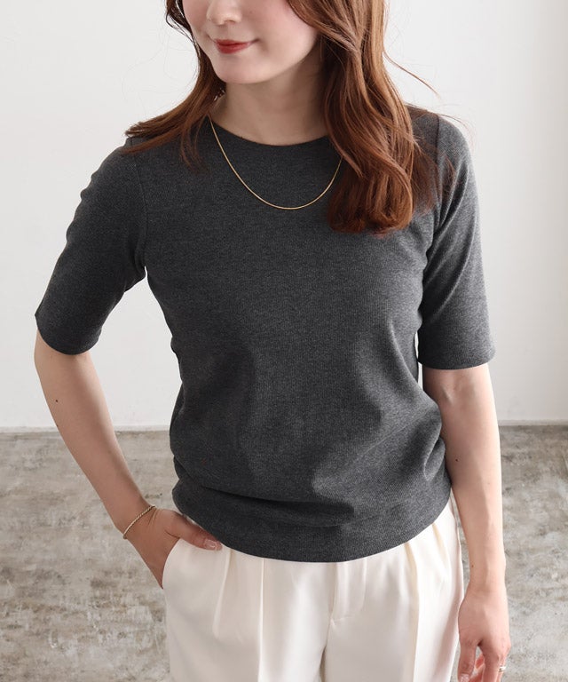 163cm / 杢チャコール / クルーネック / M