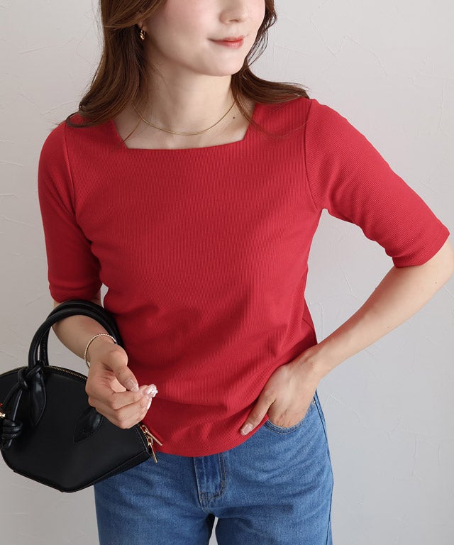 163cm / ピュアレッド / スクエアネック / M