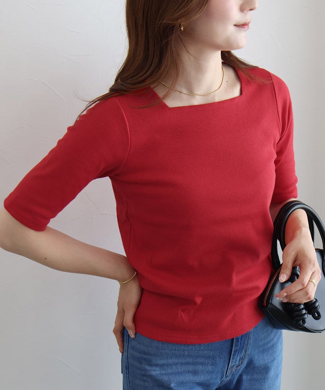 163cm / ピュアレッド / スクエアネック / M