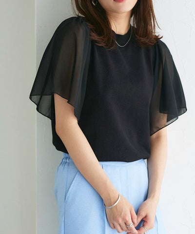 シフォンフレアスリーブニット