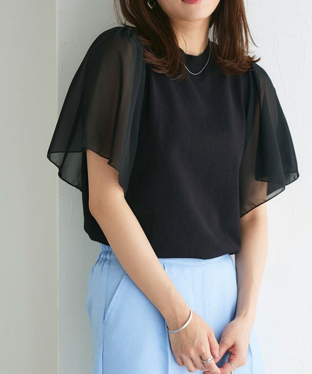 シフォンフレアスリーブニット