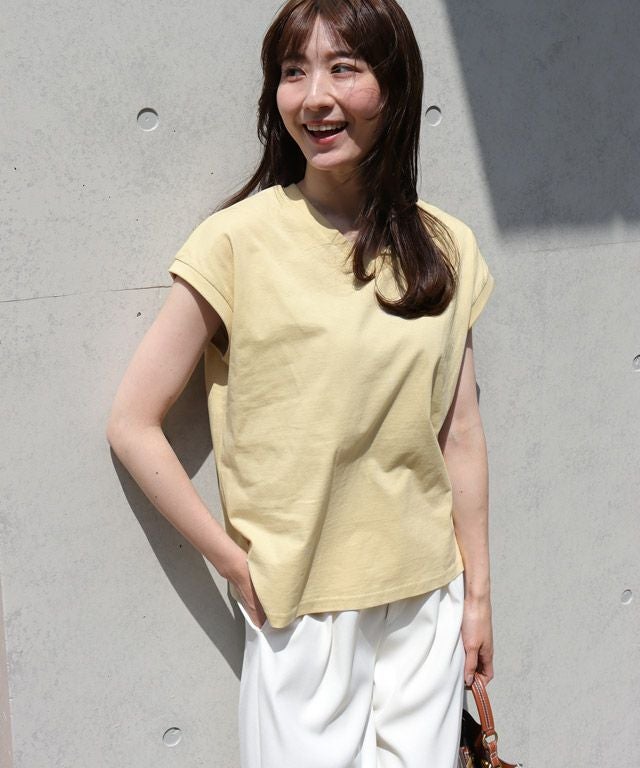 163cm / クリームイエロー / Vネック / M