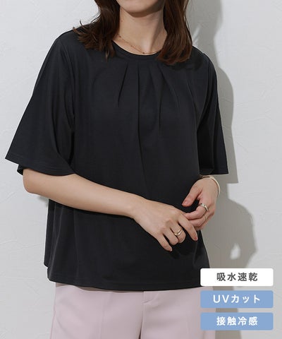接触冷感セミフレアスリーブTシャツ