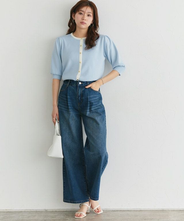 166cm / ライトブルー×オフホワイト / M