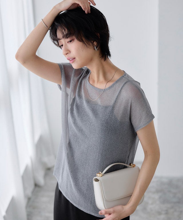 166cm / ラメ / グレー / M