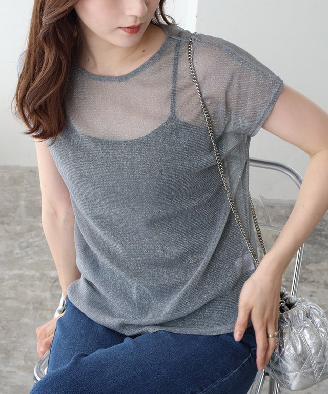 163cm / ラメ / グレー / M