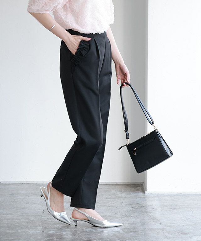 アウトレットSALE！】ポケットフリルテーパードパンツ【スピード配送