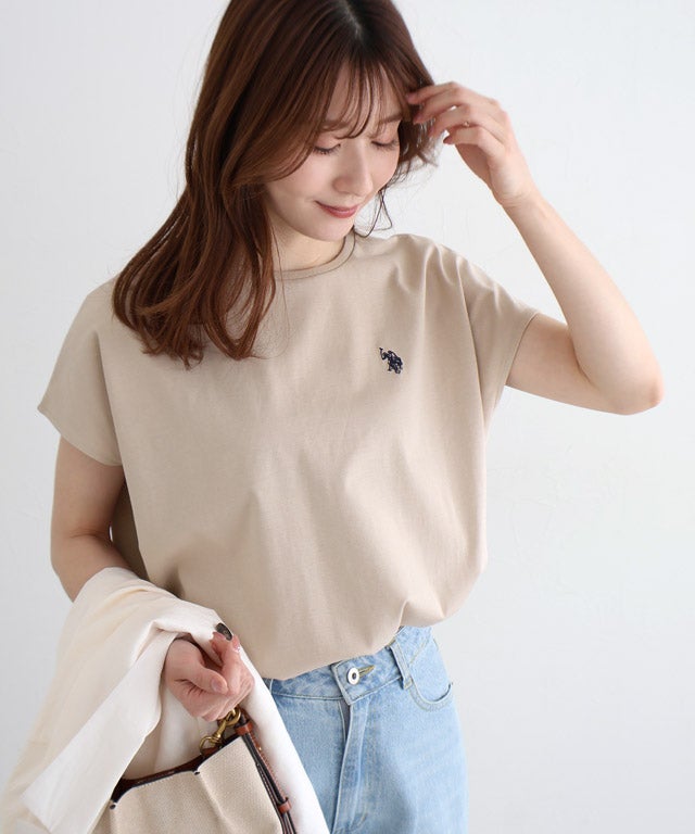 163cm / グレージュ×ネイビー / M