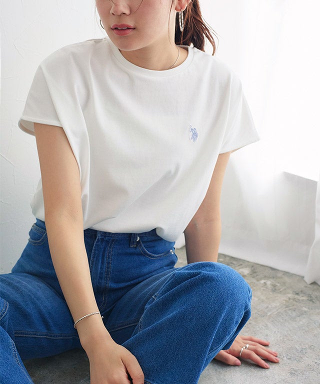 166cm / オフホワイト×ブルー / M