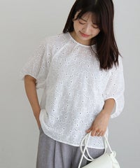 コットンレースブラウス