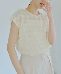 フリンジシフォンフレンチブラウス