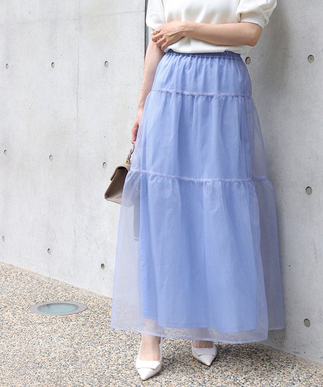 オーガンジーティアードスカート