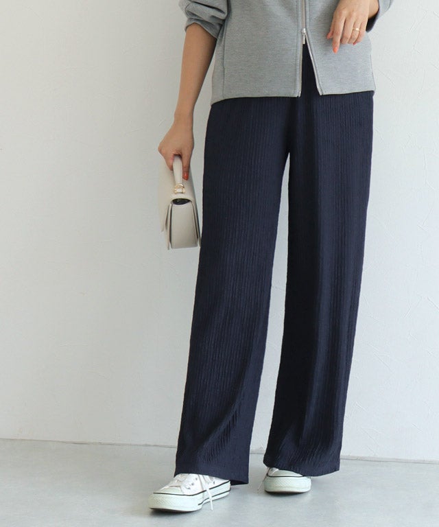 ジャカードプリーツワイドパンツ
