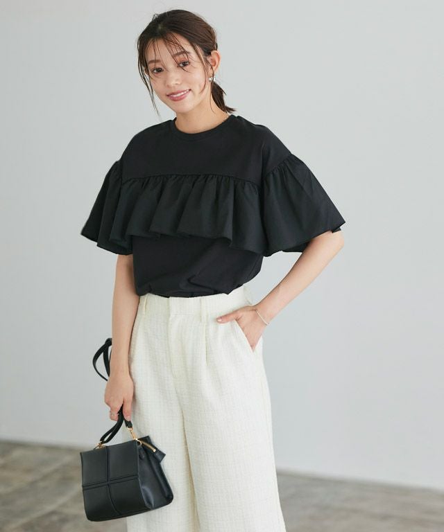 166cm / ブラック / ラッフルフリル / M