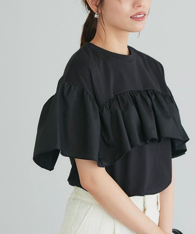 166cm / ブラック / ラッフルフリル / M