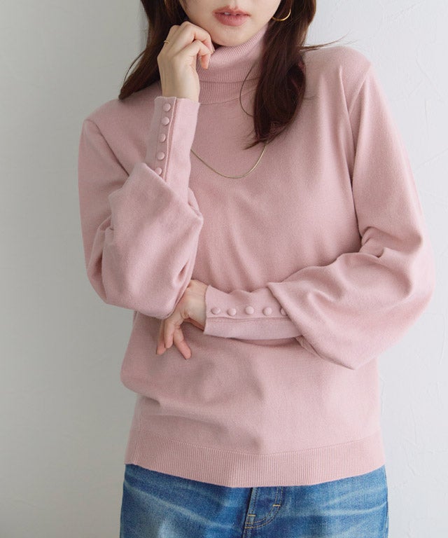 163cm / スモークピンク / タートルネック / M