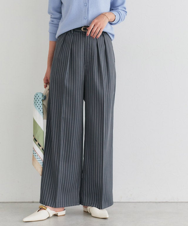 センタープレスタックワイドパンツ ◇送料無料【スピード配送