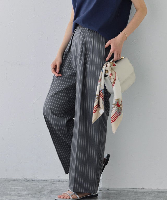 低身長・高身長サイズあり】センタープレスタックワイドパンツ ◇送料