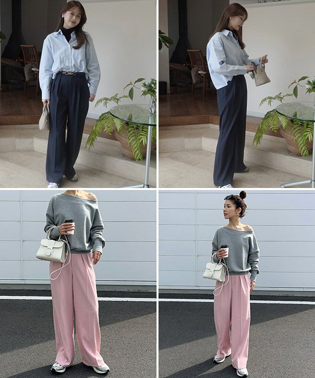 低身長・高身長サイズあり】センタープレスタックワイドパンツ ◇送料