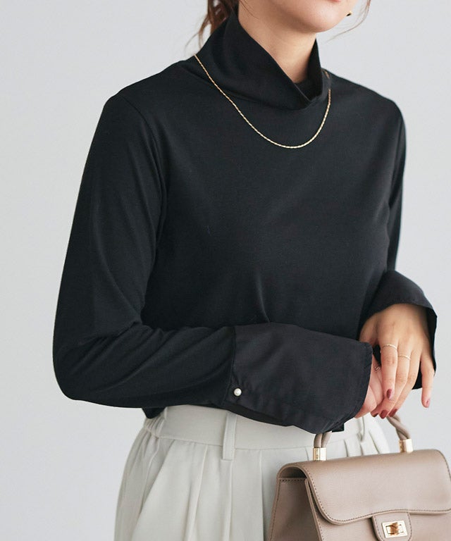 166cm / ブラック / タートルネック / パールカフス / M