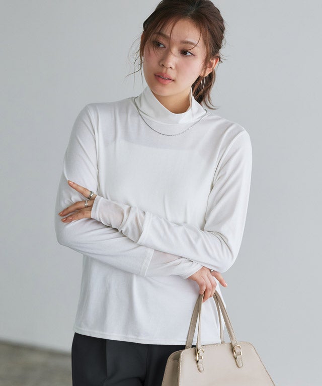 166cm / オフホワイト / タートルネック / シアーカフス / M