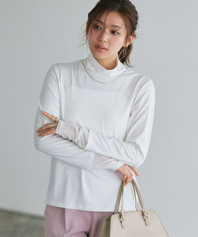 166cm / オフホワイト / タートルネック / シアーカフス / M