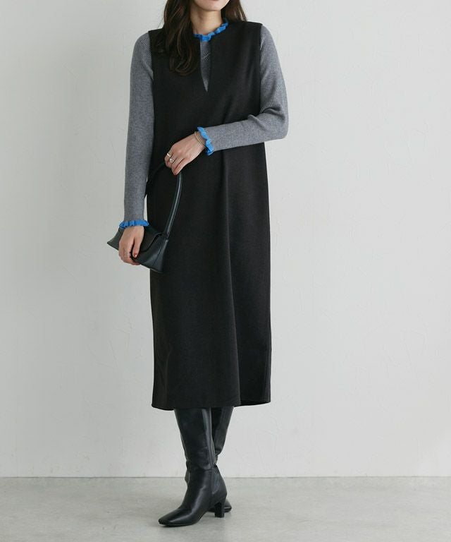 167cm / 杢グレー×ブルー / クルーネック / M