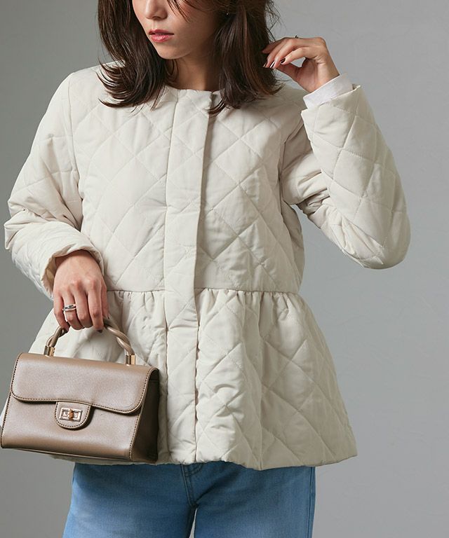 ノーカラーフレアキルティングブルゾン【スピード配送】 | 【公式