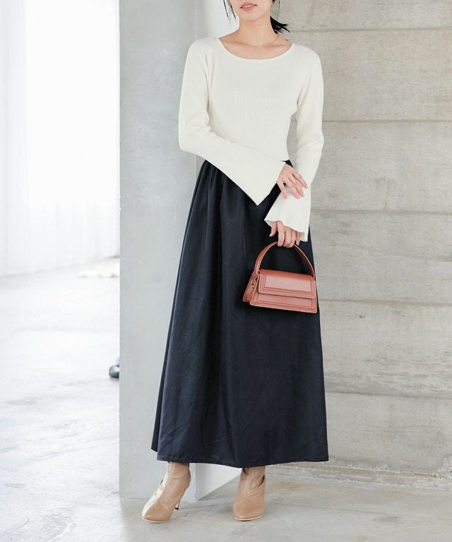 167cm / アイボリー×ブラック / ボートネック / M