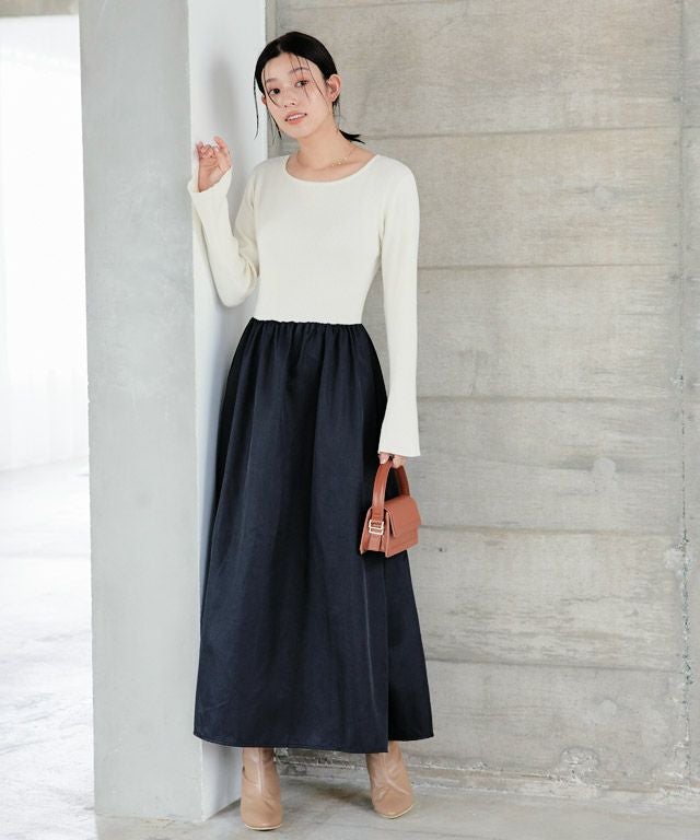 167cm / アイボリー×ブラック / ボートネック / M