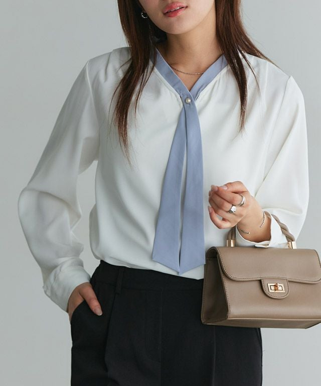 166cm / オフホワイト×グレイッシュブルー / M