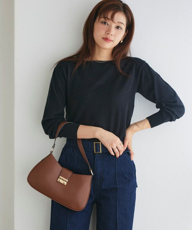 166cm / ブラック / ボートネック / M