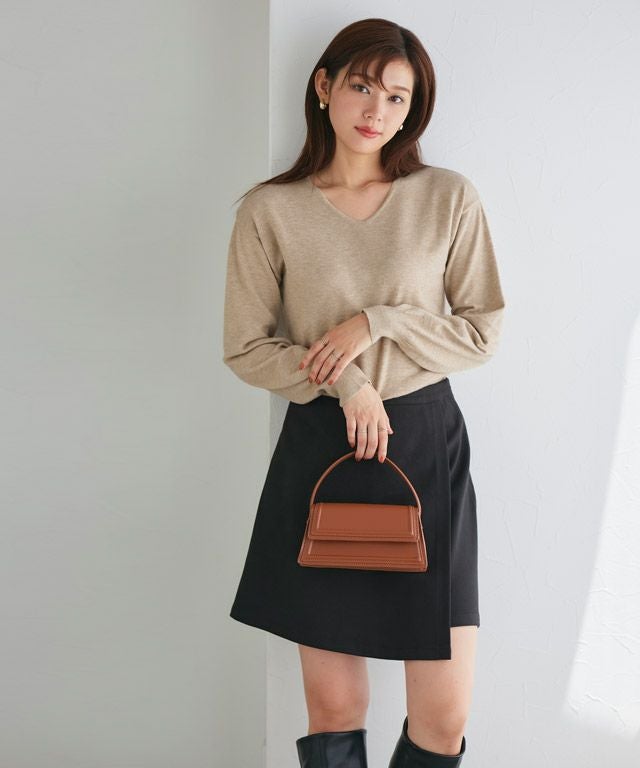 166cm / 杢ベージュ / Vネック / M