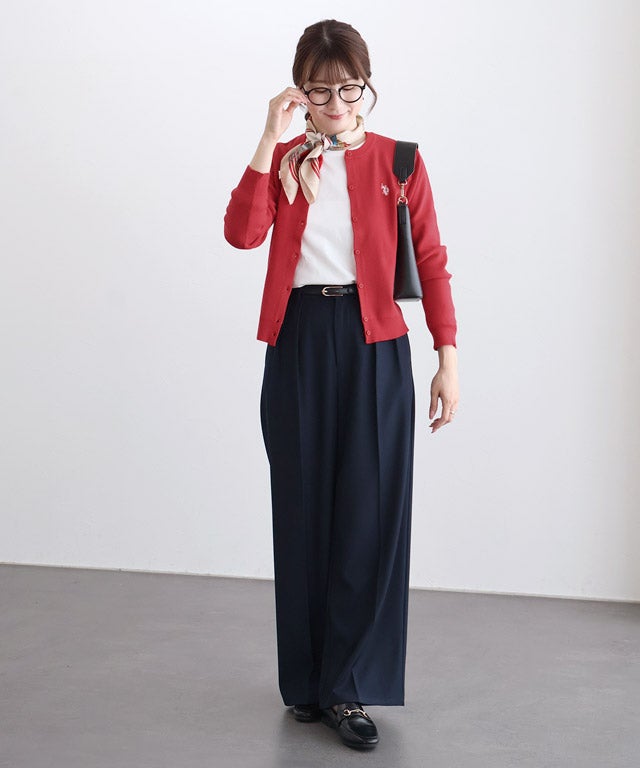 163cm / レッド×アイボリー / M