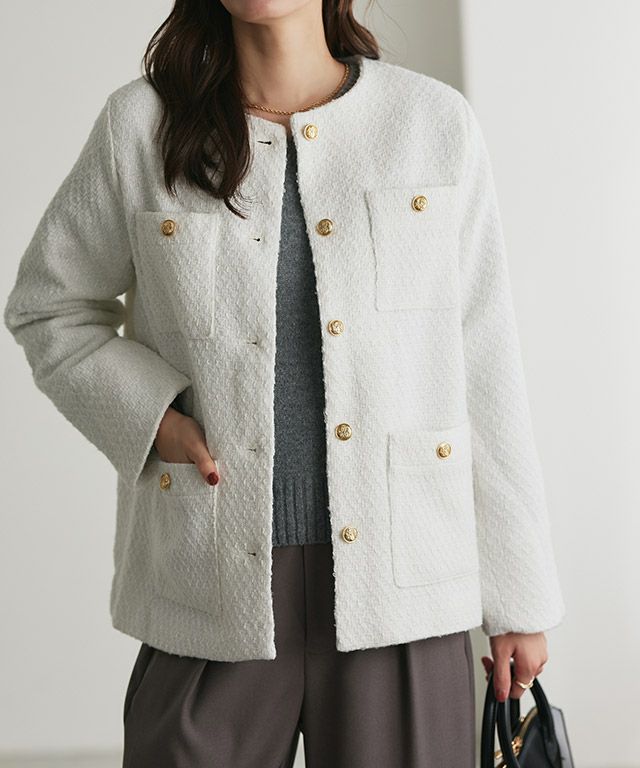 ゴールドボタンジャコット | 【公式】Pierrot（ピエロ）レディース