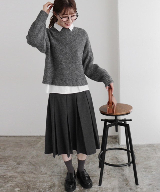 163cm / 杢チャコール / クルーネック / M