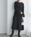 異素材ドッキングニットワンピース