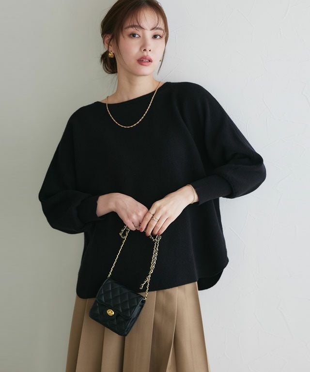 167cm / ブラック / ボートネック / M