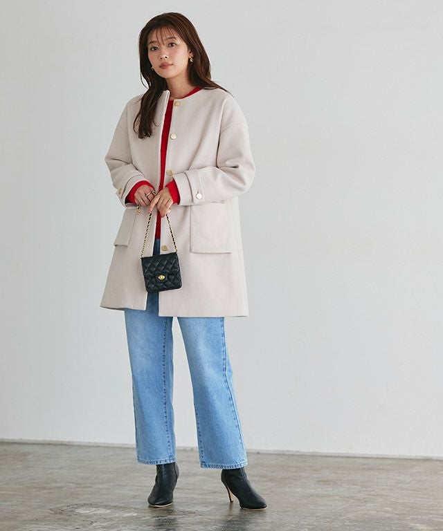 2wayファーポケットノーカラーコート【スピード配送】 | 【公式