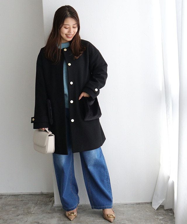 COCODEAL FOXファーポケットノーカラーガウンコート UNITED ARROWS（ユナイテッドアローズ）の「W フォックスファー