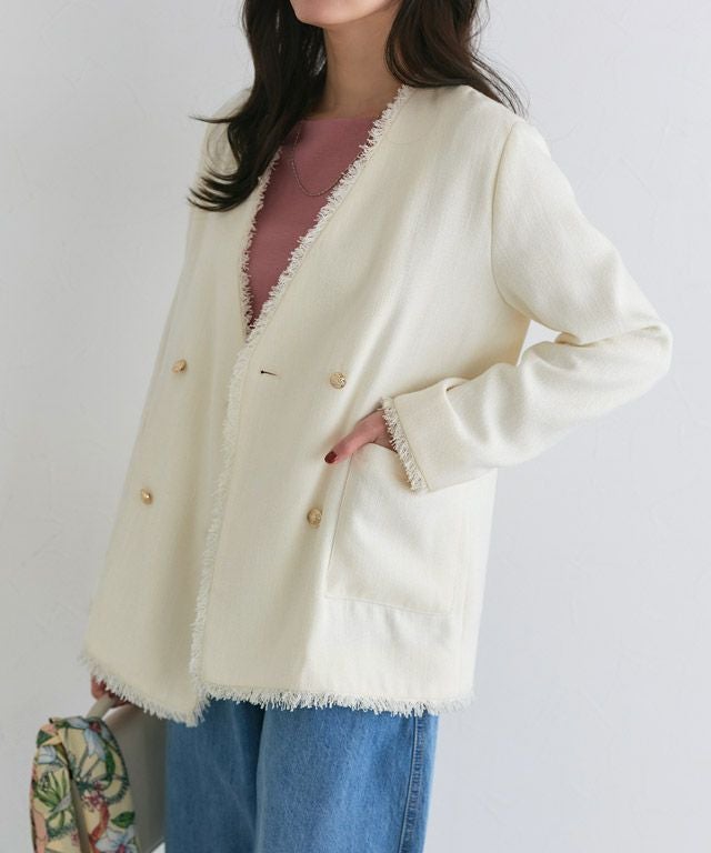 ノーカラーフリンジツイードジャケット【スピード配送】 | 【公式