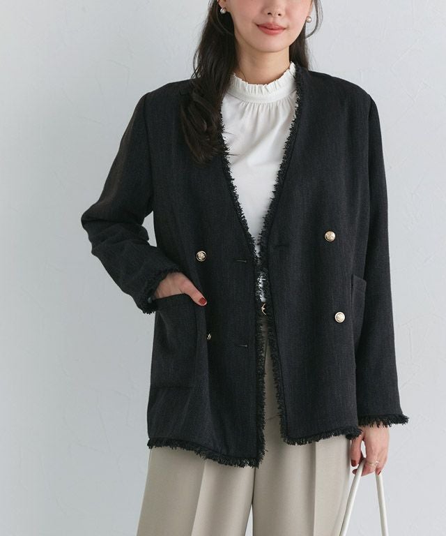 ノーカラーフリンジツイードジャケット【スピード配送】 | 【公式
