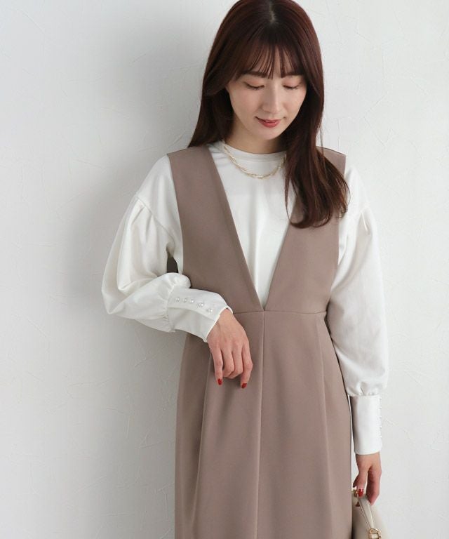 163cm / オフホワイト / パールボタン / M