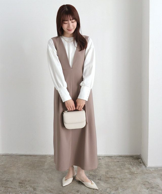 163cm / オフホワイト / パールボタン / M