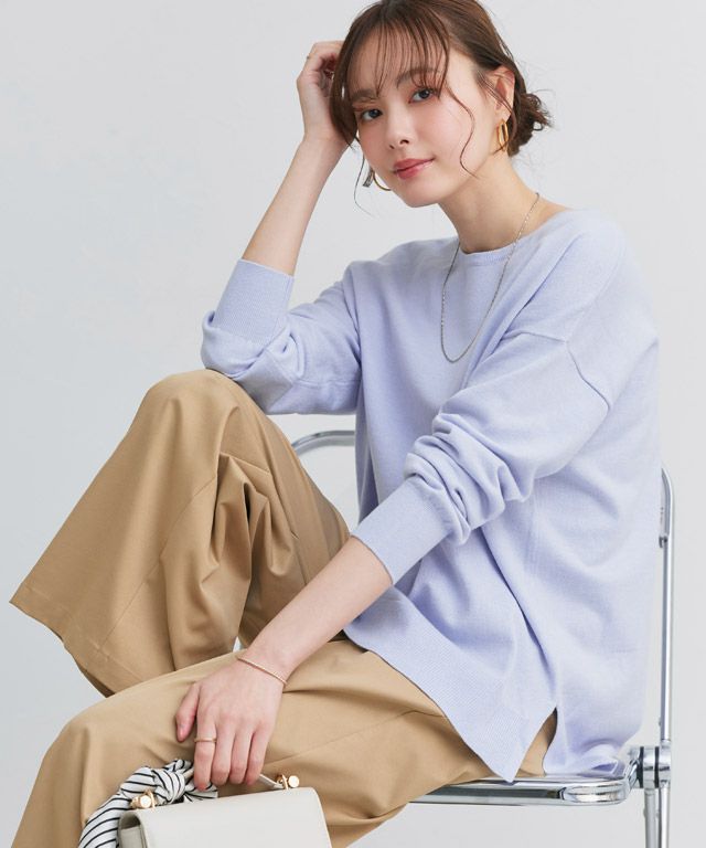 167cm / アッシュブルー / ボートネック / M