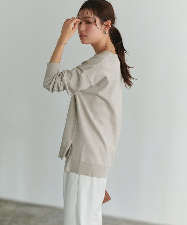 ネックが選べるコットンミックスオーバーニット 【Pierrot】◇送料無料